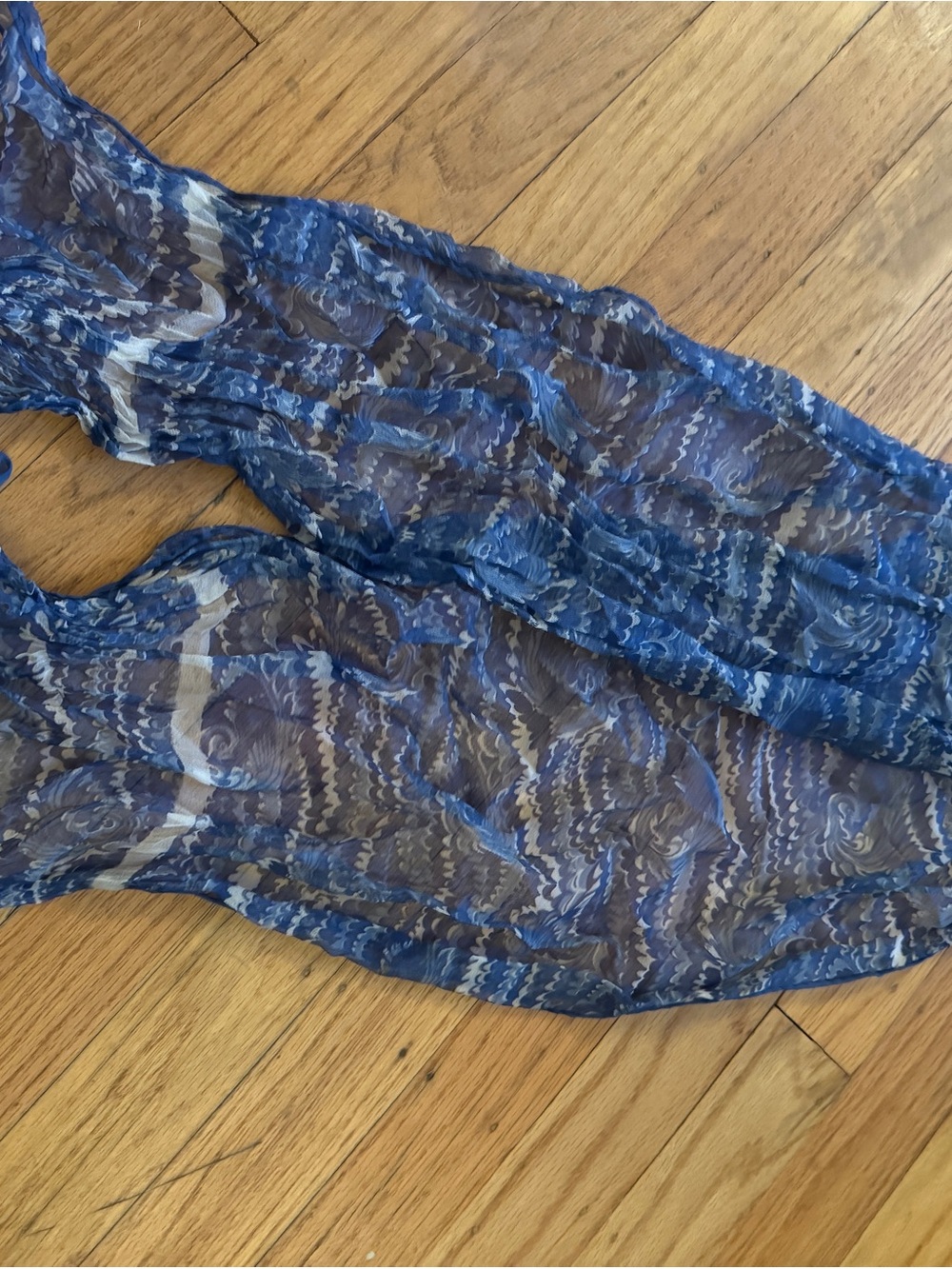 Vintage Diane Von Furstenberg Navy Blue Sheer Printed Scarf
